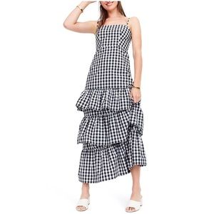 J. Crew Tiered Gingham Maxi Dress